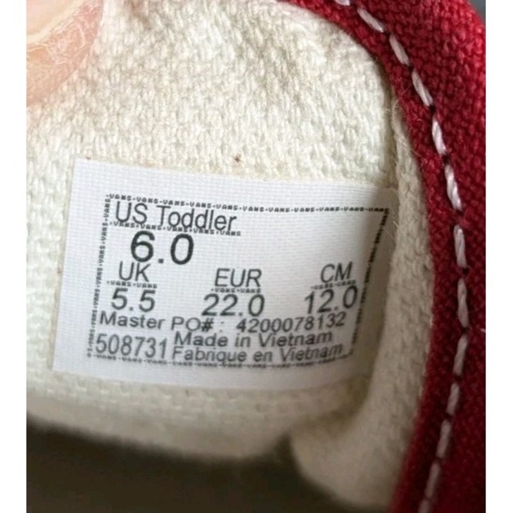 Vans Toddler Old Skool Red True White Sneakers Size 4.5 Worn Once - Picture 7 of 7